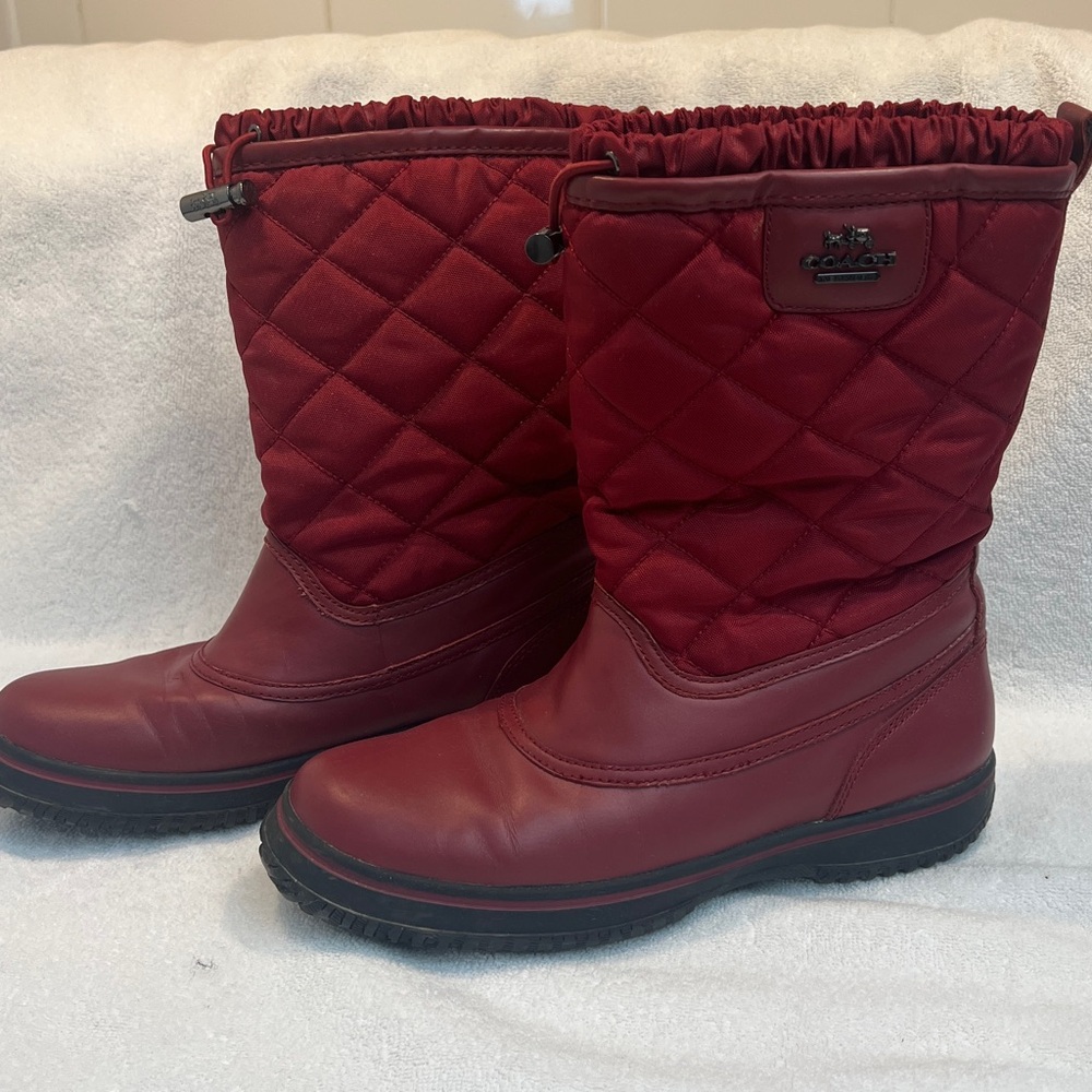 Coach Red Quilted Boots